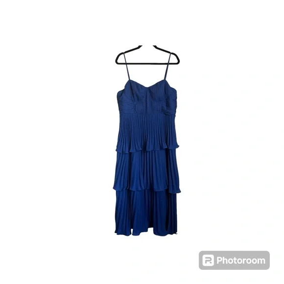 NWOT Lulu's Cascading Crush Cobalt Blue Tiered Bustier Midi Dress Sz XL